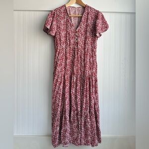 SHEIN tiered summer lightweight dress Rust Dark red floral.
